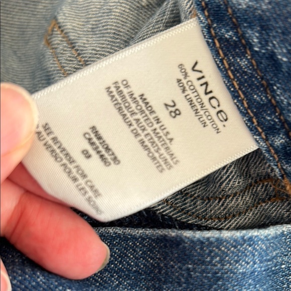 Vince Blue Ankle Cropped Jeans Cotton Linen blend slouchy size 28 - Picture 6 of 7